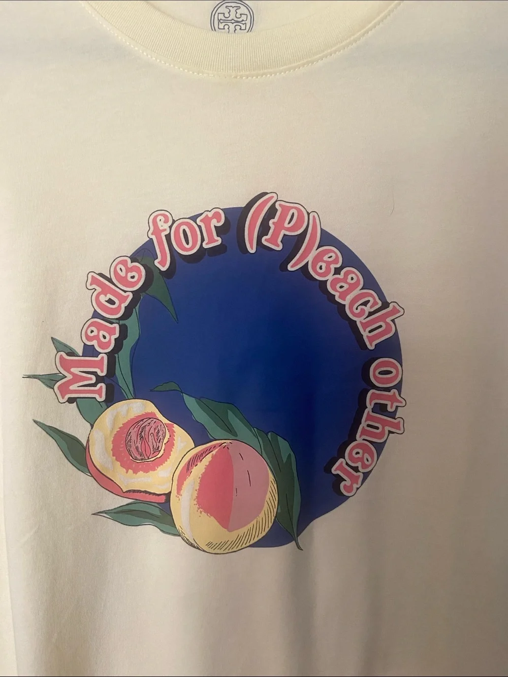 Tory Burch Cream Tee with Peach Graphic